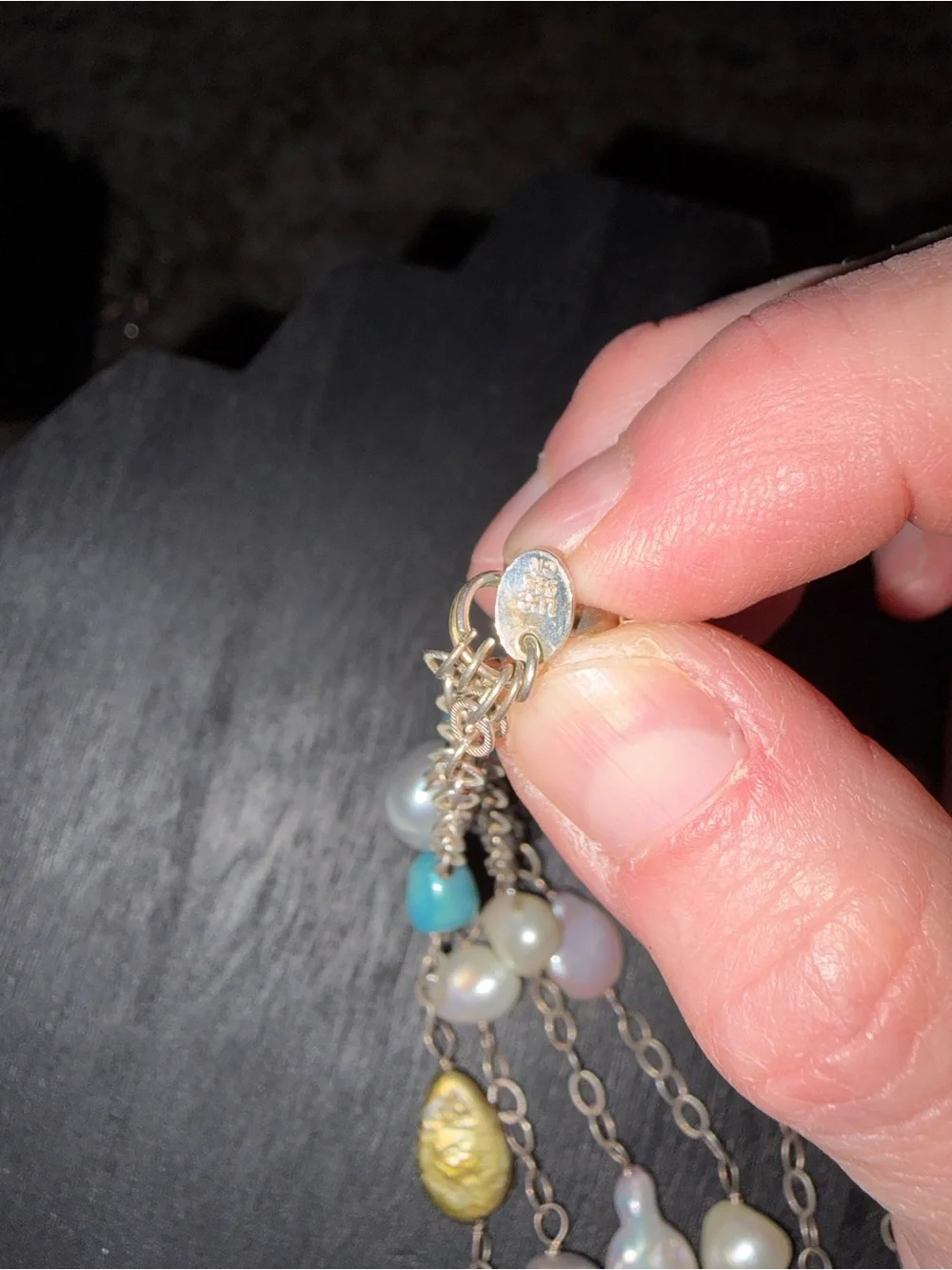 Multi-Strand Pastel Pearl and Gold Accent Necklace